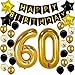 60th Birthday Decorations for Men Women Happy 60th Birthday Decorations Black and Gold 60th Party Decorations 60 Balloon Numbers 60th Birthday Banner