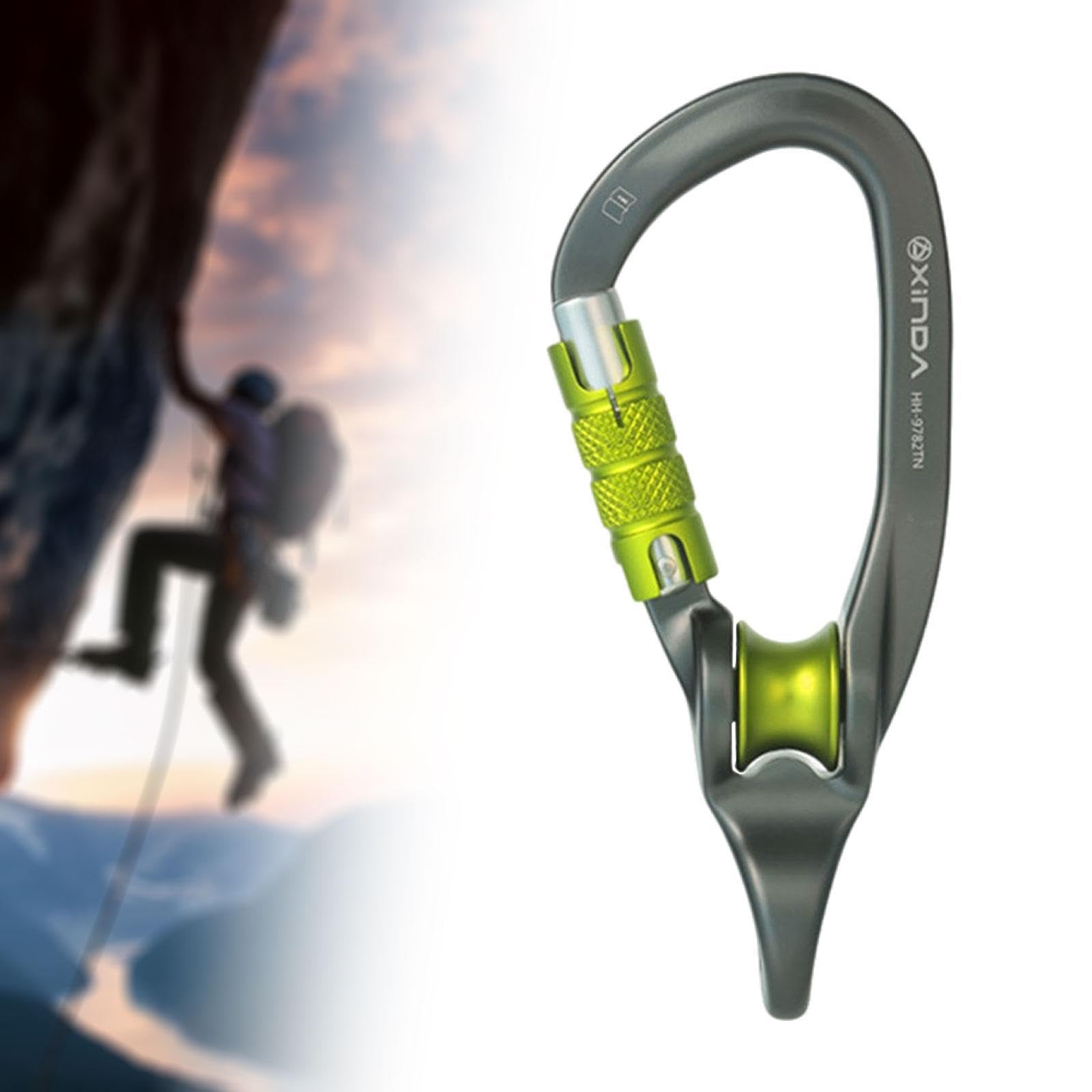 Mosquetón Rock Climbing Pulley Carabiner con Diseño de Cierre Automático Estructura Resistente de Aluminio y Acero Apertura Grande Compatible con