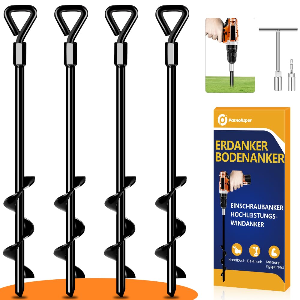 Kit De 4 Ancres De Sol Pamofuper - Pour Trampoline, Tente, Tonnelle Et Jeux Extérieurs, Résistance Vent