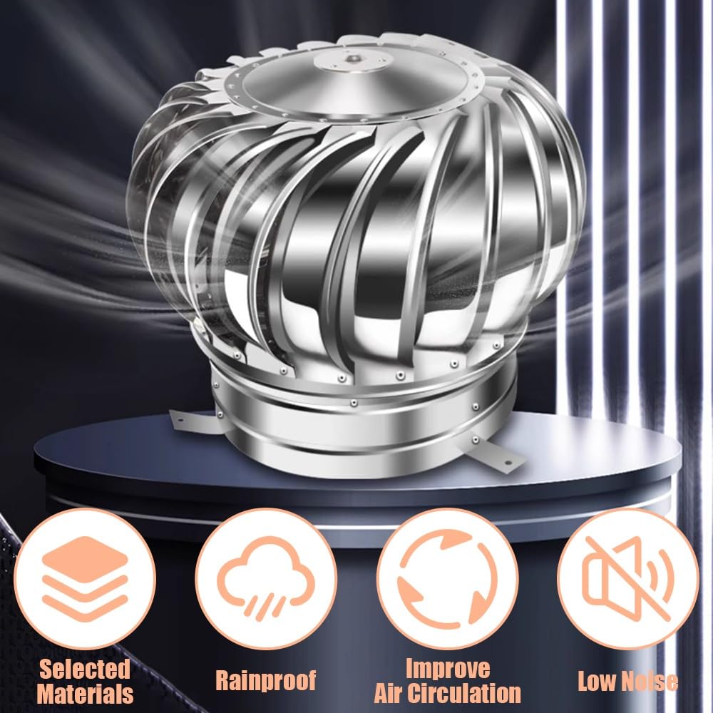Sombrero Chimenea Giratorio de Acero Inoxidable 75 250 400mm Capa de Techo Antiviento para Estufa Chimenea Extracción de Humos(400mm/15.74in)