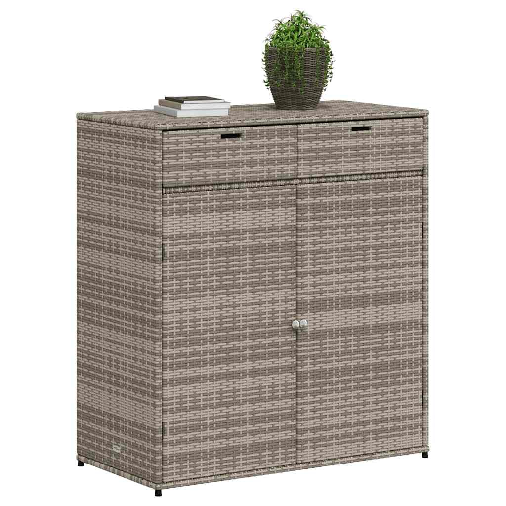 Armoire de jardin grise 105 x 55 x 113 cm en rotin synthétique avec beaucoup d'espace de rangement, résistante aux intempéries et robuste, idéale pour l'extérieur, la terrasse, le balcon, la