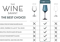 Vista 5 de The Wine Savant Haz tu propio juego de copas de vino individuales, vaso grande de color azul colorido de 12 onzas, estilo italiano alto para vino