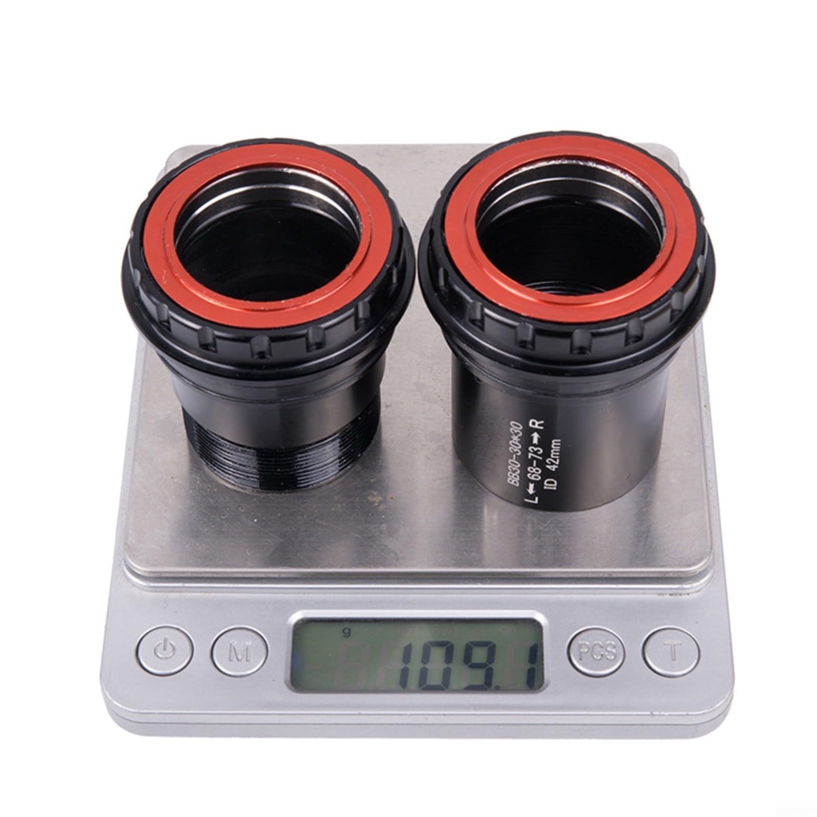 Pressfit - Cuscinetto centrale cavo per BB30 68/73 mm, asse da 30 mm, 4 cuscinetti sigillati, alluminio CNC leggero, centraggio filettato per mountain bike, bici da corsa, nero