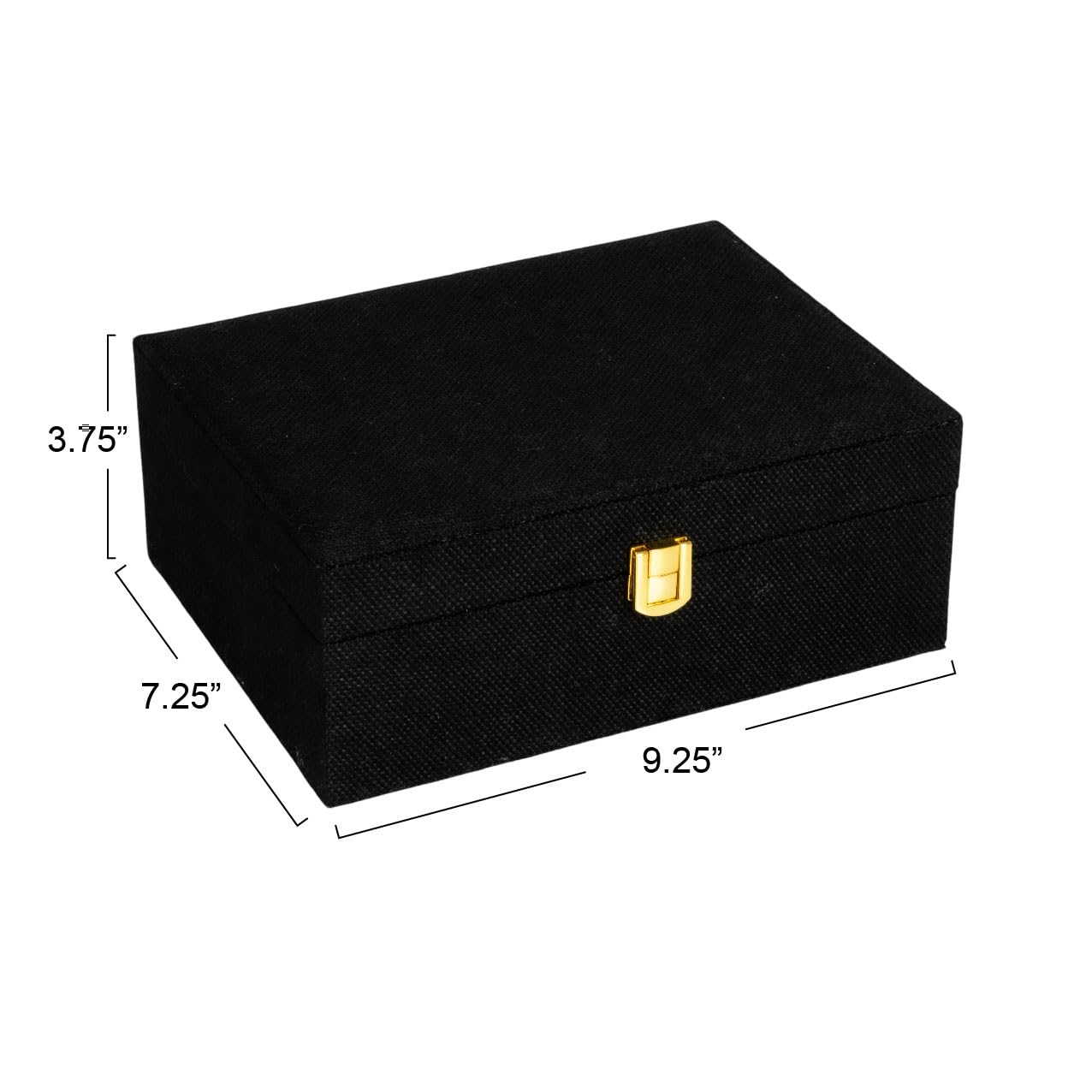 Household Essentials Boîte à bijoux noire en tissu à 2 couches, 23,5 x 18,4 x 9,5 cm (L x l x H)