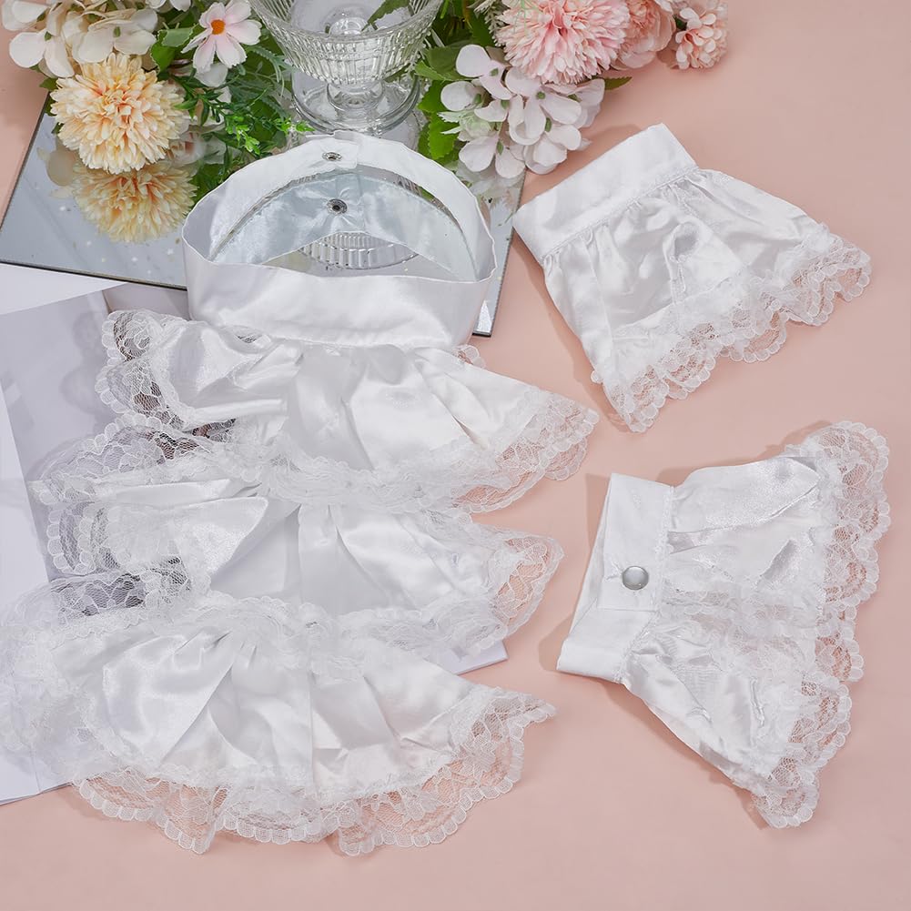 CRAFTYMELODY Victorian Lace Jabot Cuffs Set White Colonial Lace Jabot Cuffs Collars Victorian Steampunk Chiffon Neck Ruff Collar Floral Ruffled Costume Accessories for Halloween Cosplay Party - Image 4
