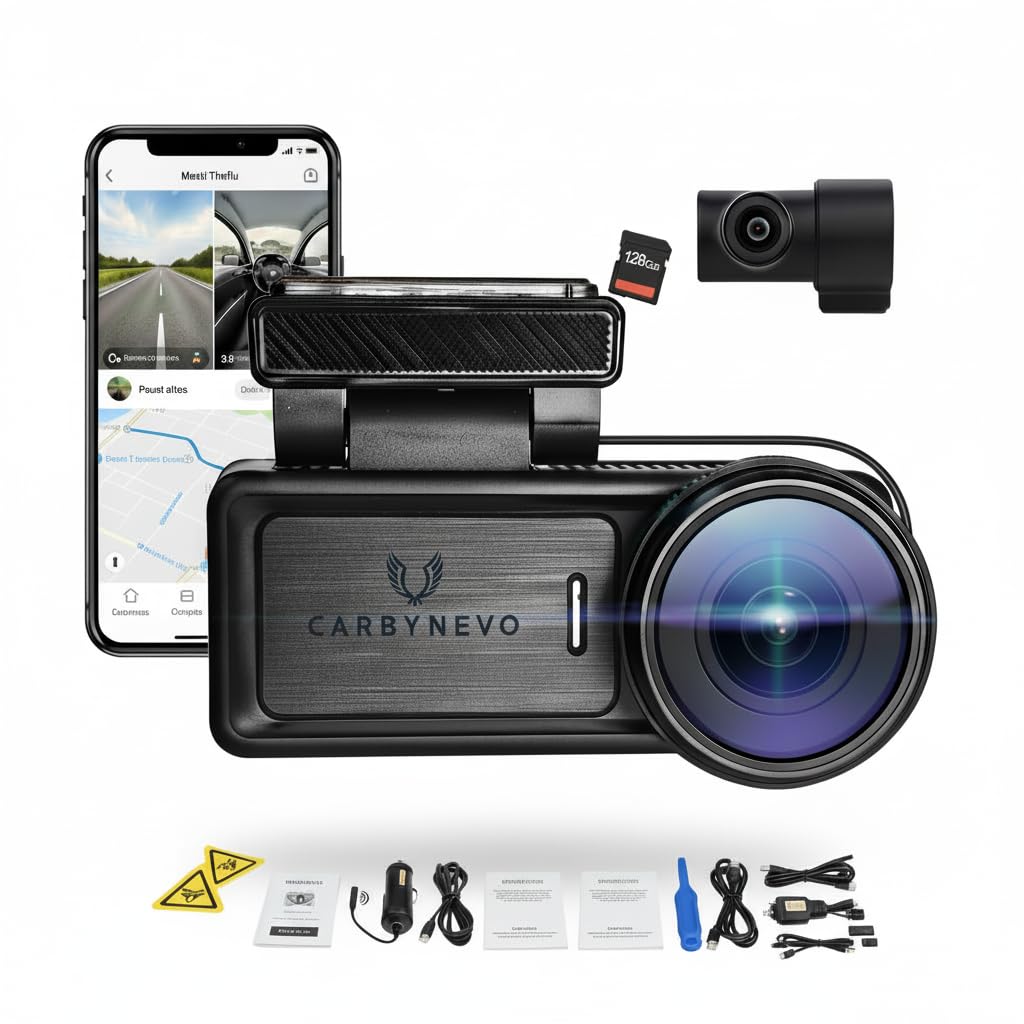 Dash Cam Moto Senza Fili, Dashcam Fronte Retro 1080P Telecamera Videocamera Impermeabile con GPS, EIS, HDR, Schermo 3 Pollici, Telecomando Cablato