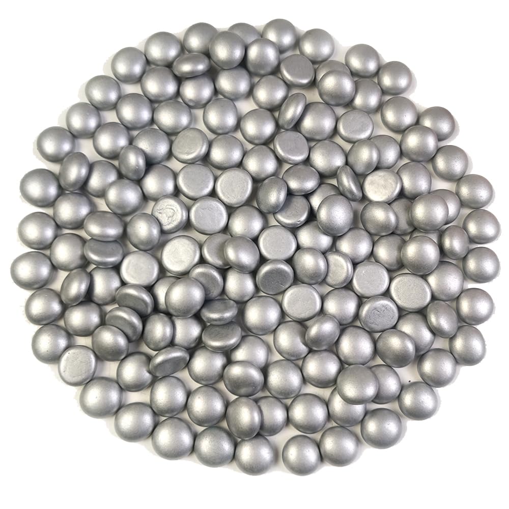 HappyFiller Silver Flat Glass Marbles 1 Lb, Glass Gems for Vase Fillers
