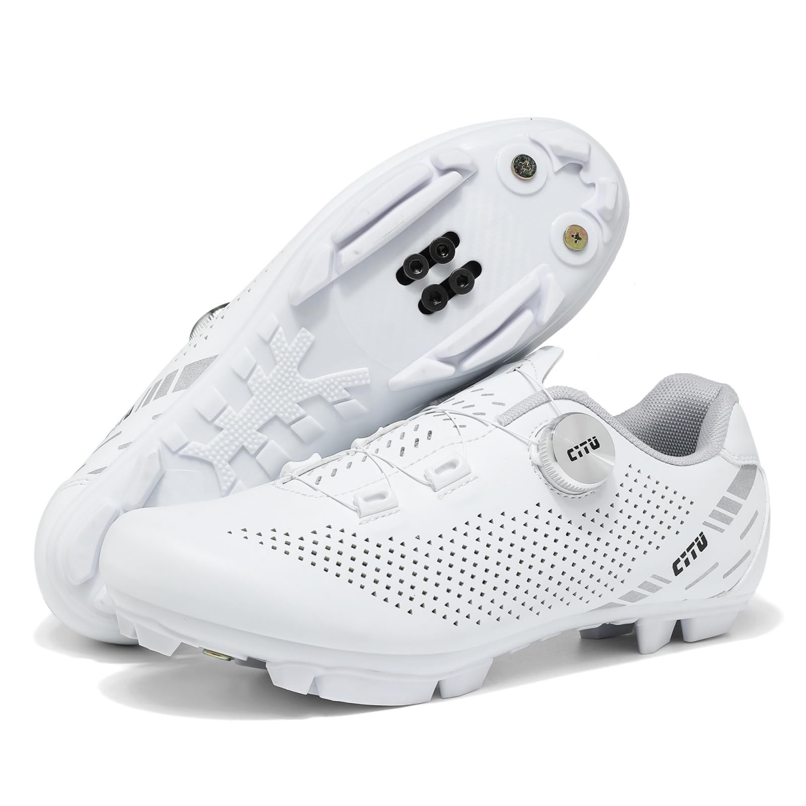 JiuQing Mountainbike Schuhe für Damen Herren Mit SPD Cleats 2 Loch Flatpedal Indoor MTB Fahrradschuhe