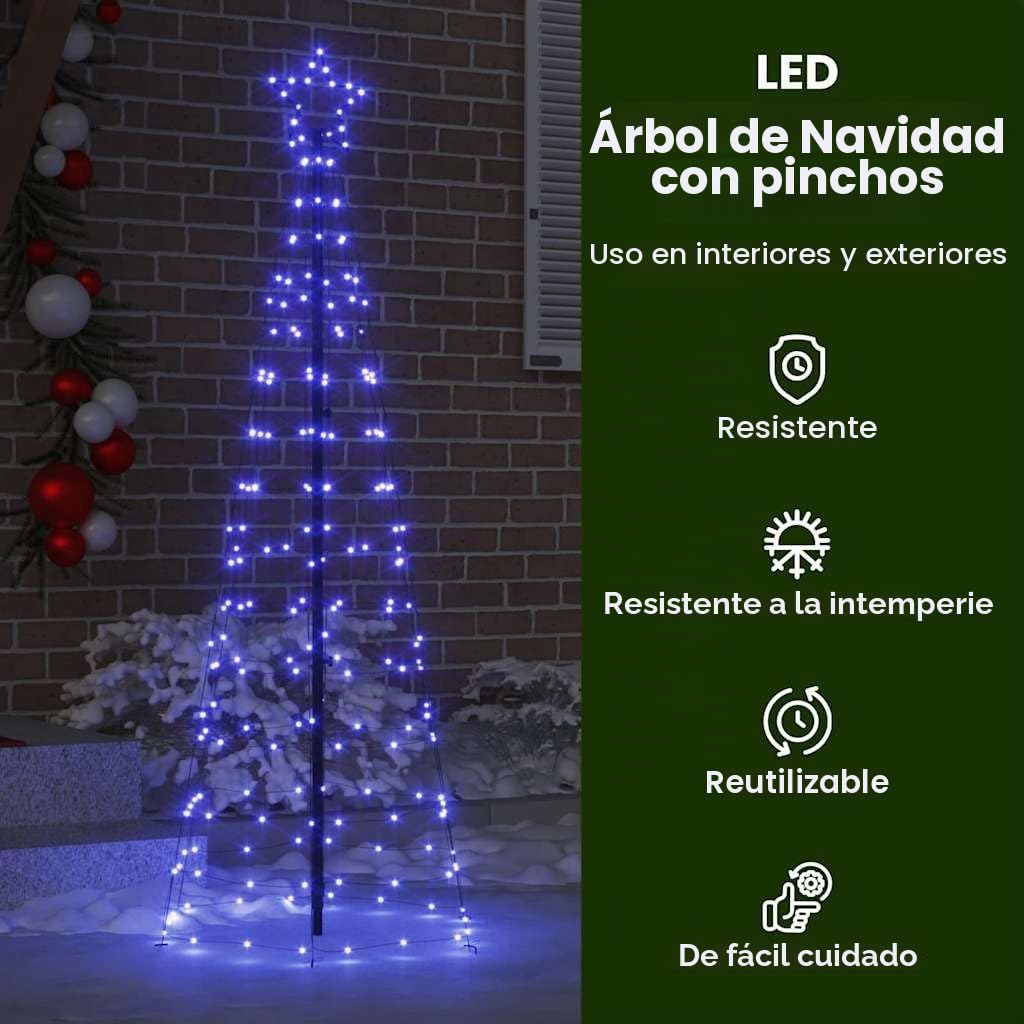vidaXL Árbol de Navidad LED con estacas de Tierra Azul 250 cm Hierro