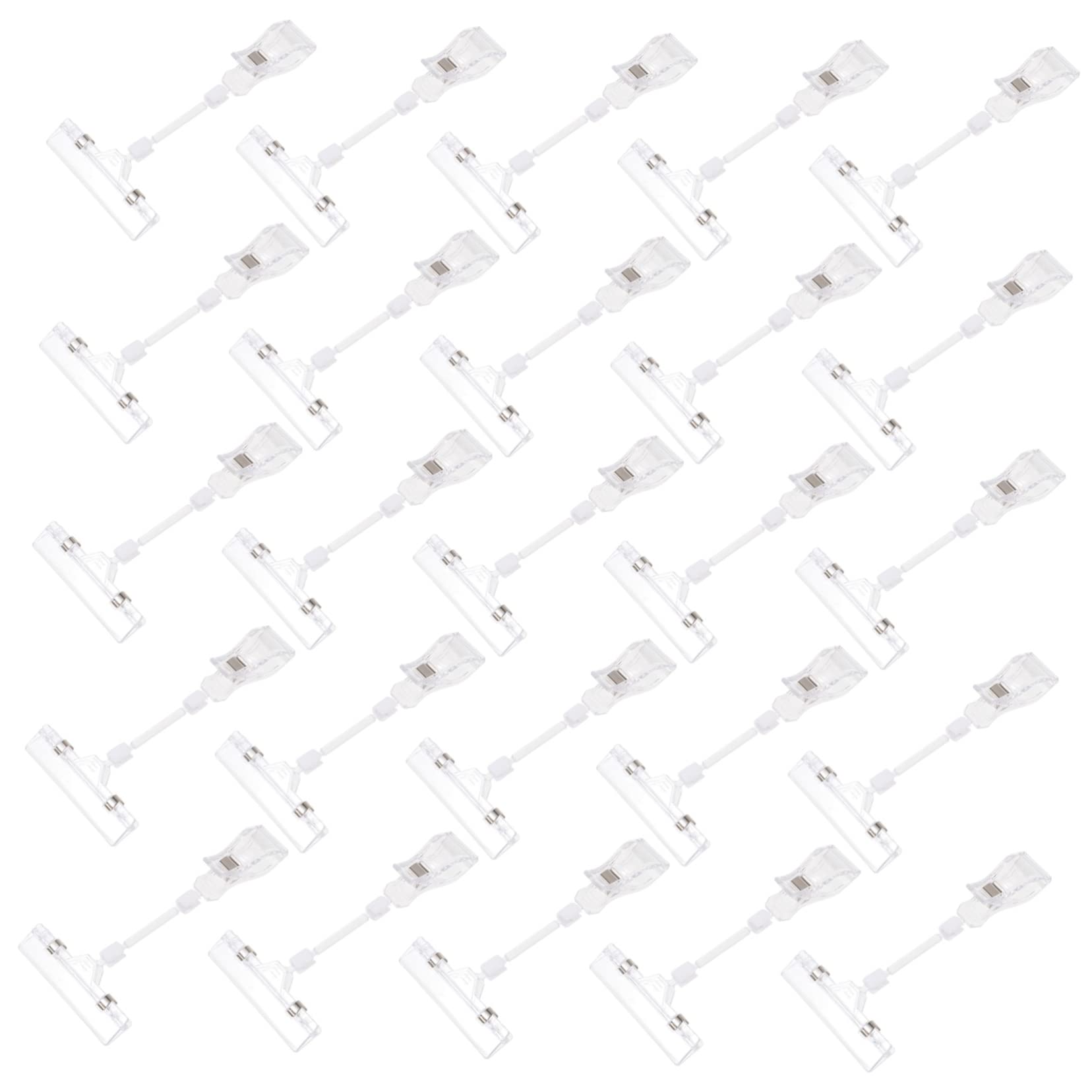 Homoyoyo 25pièces Pince Double Transparente Plastique pour Étiquette Affichage Rotative pour Panneau Pince Porte-étiquette Pivotante pour Affichage