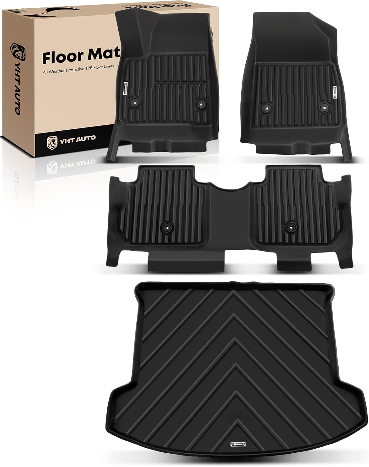 YHTAUTO Floor Mats & Cargo Mat Fit 2017-2025 Cadillac XT5, TPE All Weather Car Mats Waterproof Anti-Slip Odorless Floor Liner, Interior Car Accessories 4Pcs Floor Mats & Cargol Liner