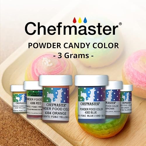 Miniatura 7 de Chefmaster Color caramelo en polvo seco amarillo  Tonos vibrantes  Chocolate, macarons, fondant  Decoración  Tinte de grado profesional  Fácil de