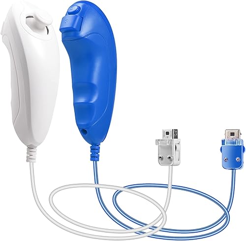 Paquete de 2 controladores Wii Nunchuck, repuesto clásico para mando de mando retro compatible con Wii Wii U, mando de juego para mano izquierda y
