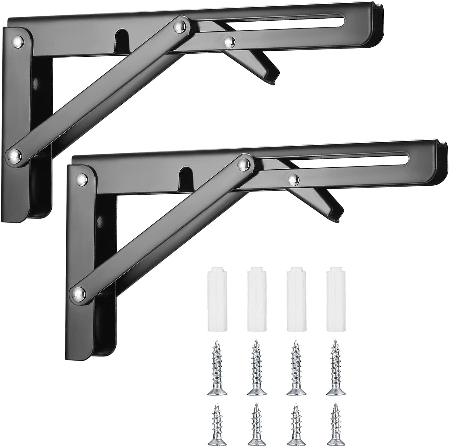 2 Pcs Folding Shelf Brackets, 10 Inch Heavy Duty Floating