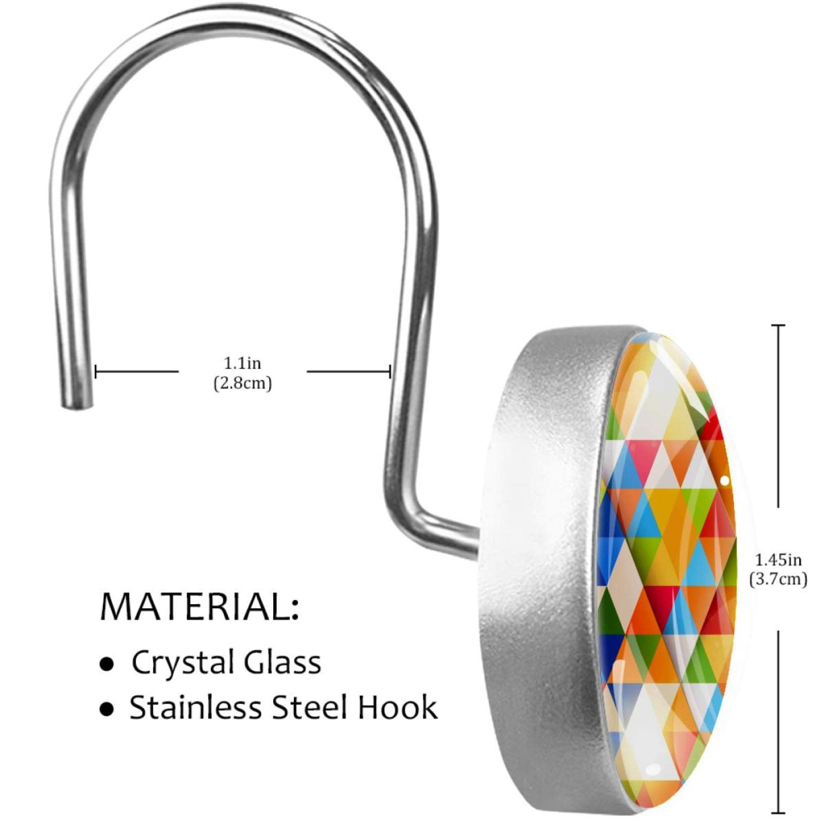 Runde Duschvorhanghaken Aus Glas – Edelstahl-Ringe, 12 Stück, Mit Marmor-Optik, Für Standard-Stangen (bis 28 Mm)