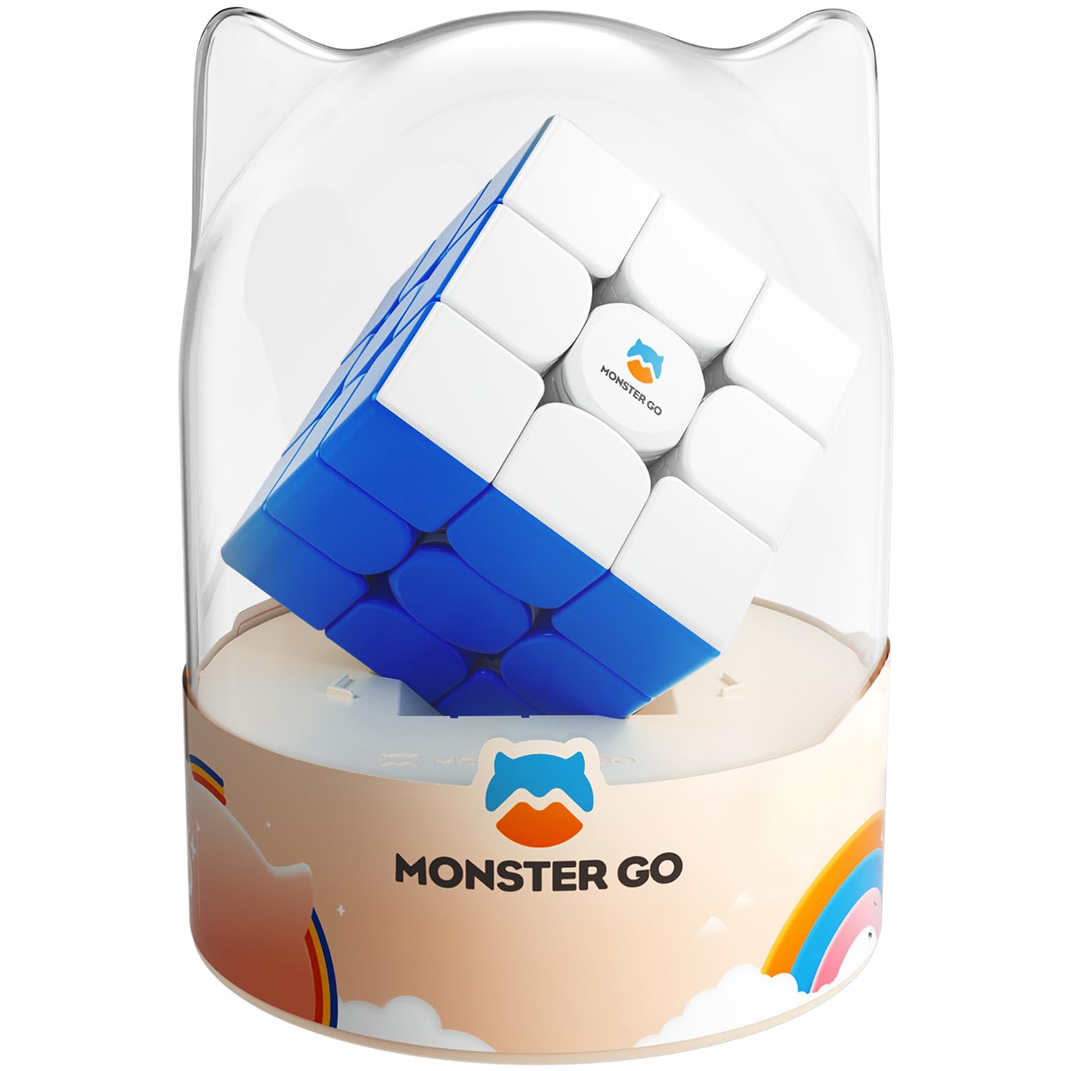 Monster Go 3x3 Cloud Trainer Speed Cube, MG Cube Learning Series Puzzle Toy for Kids Beginners(Blue)(Premium Package)