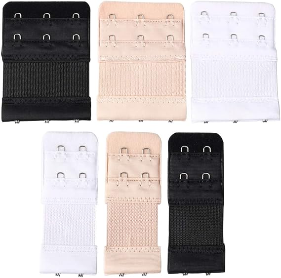 SUMAJU 6 Pcs Bra Extender, Lingerie Bra Extender 2 hook 3 Hook Soft