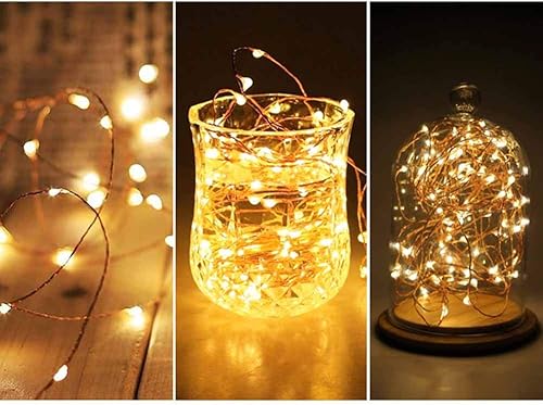 Miniatura 5 de Twinkle Star 200 luces LED de cobre de 66 pies cadena de luces de hadas de 8 modos de luces LED alimentadas por USB con control remoto para árbol de