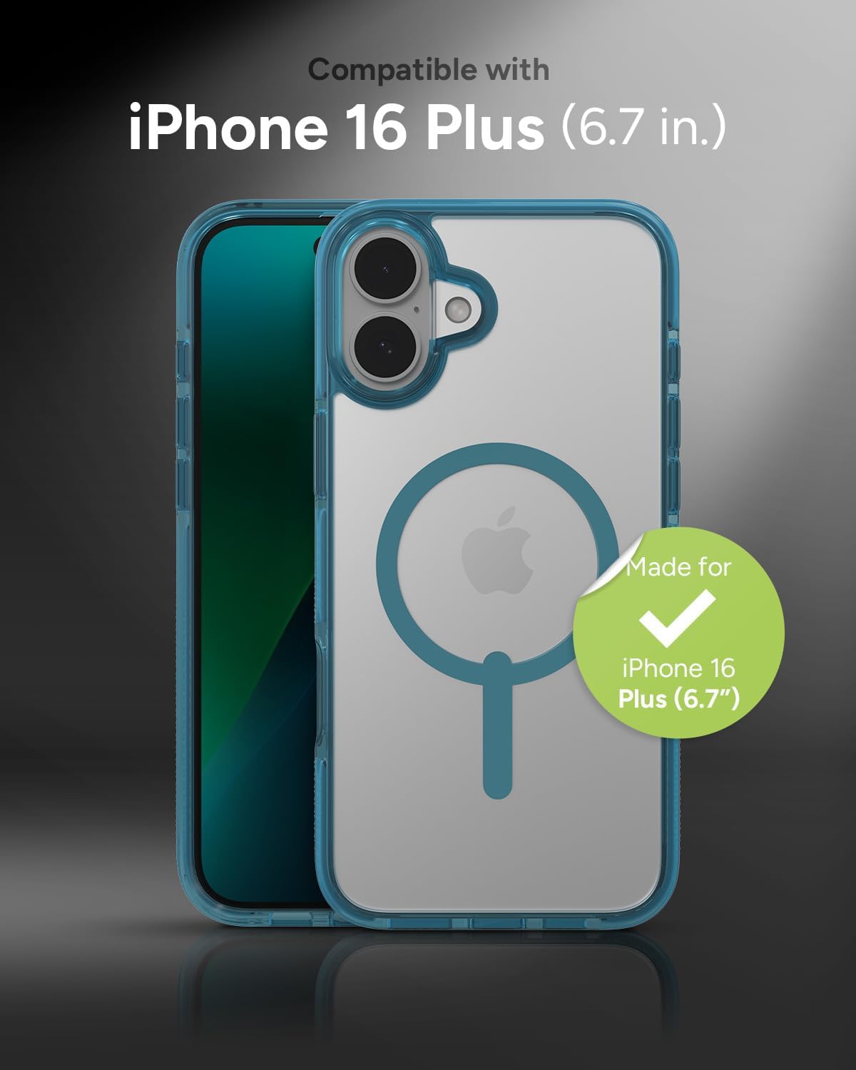 ZAGG Santa Cruz Snap iPhone 16 Plus Case – MagSafe Compatible, 13ft Military-Grade Drop Protection, Graphene Reinforced, Anti-Scratch, Slim, 70% Recycled Content, Clear with Retro Blue Accents - Image 2