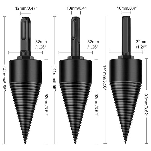Miniatura 4 de Broca divisora de troncos de leña, 4 piezas, brocas de diamante para mejoras para el hogar, broca eléctrica desmontable resistente para taladro