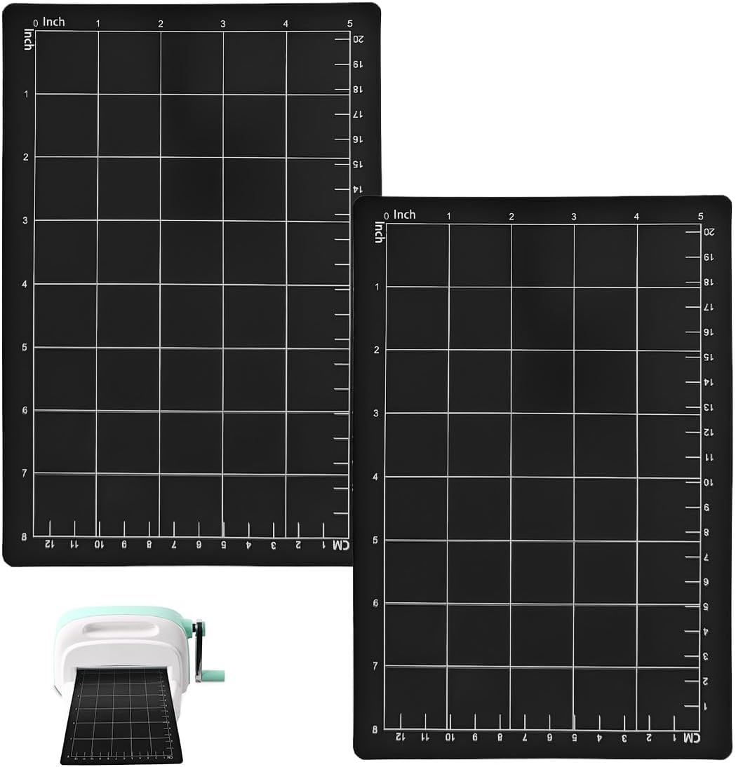 2 Pcs Magnetic Shims, 6'' x 9" Magnetic Cutting Mat with Card Size Grids for Die Cutting Machines Embossing Crafting Accessories