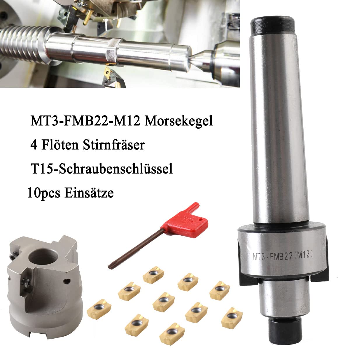 Soporte para fresa de planos MT3-FMB22-M12 400R-50-22, juego de corte CNC APMT1604