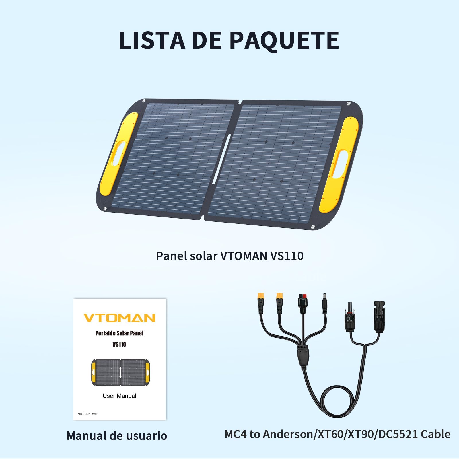 VTOMAN VS110 Panel Solar Portátil 110W 18V, 25% Eficiencia