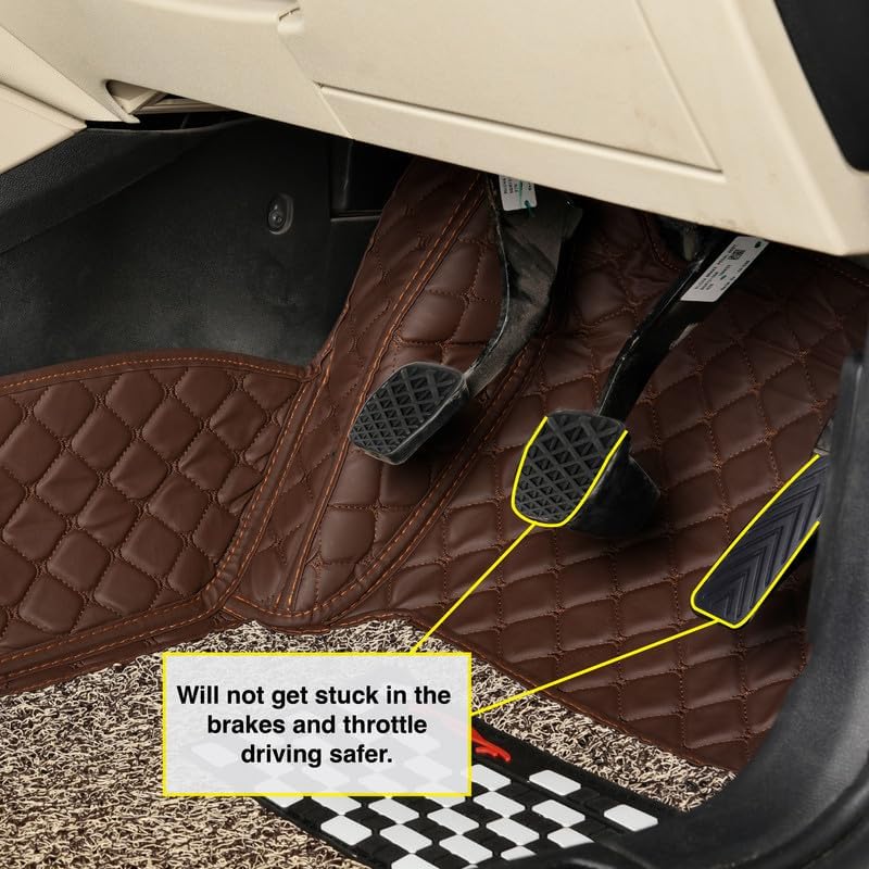 Image of SINEX Premium 7D car mat Full Set for Tata Sierra (Model : 2025) |Luxury Leather Double Car Floor Mat Complete Set || 100% Waterproof and Washable | Color : Coffee