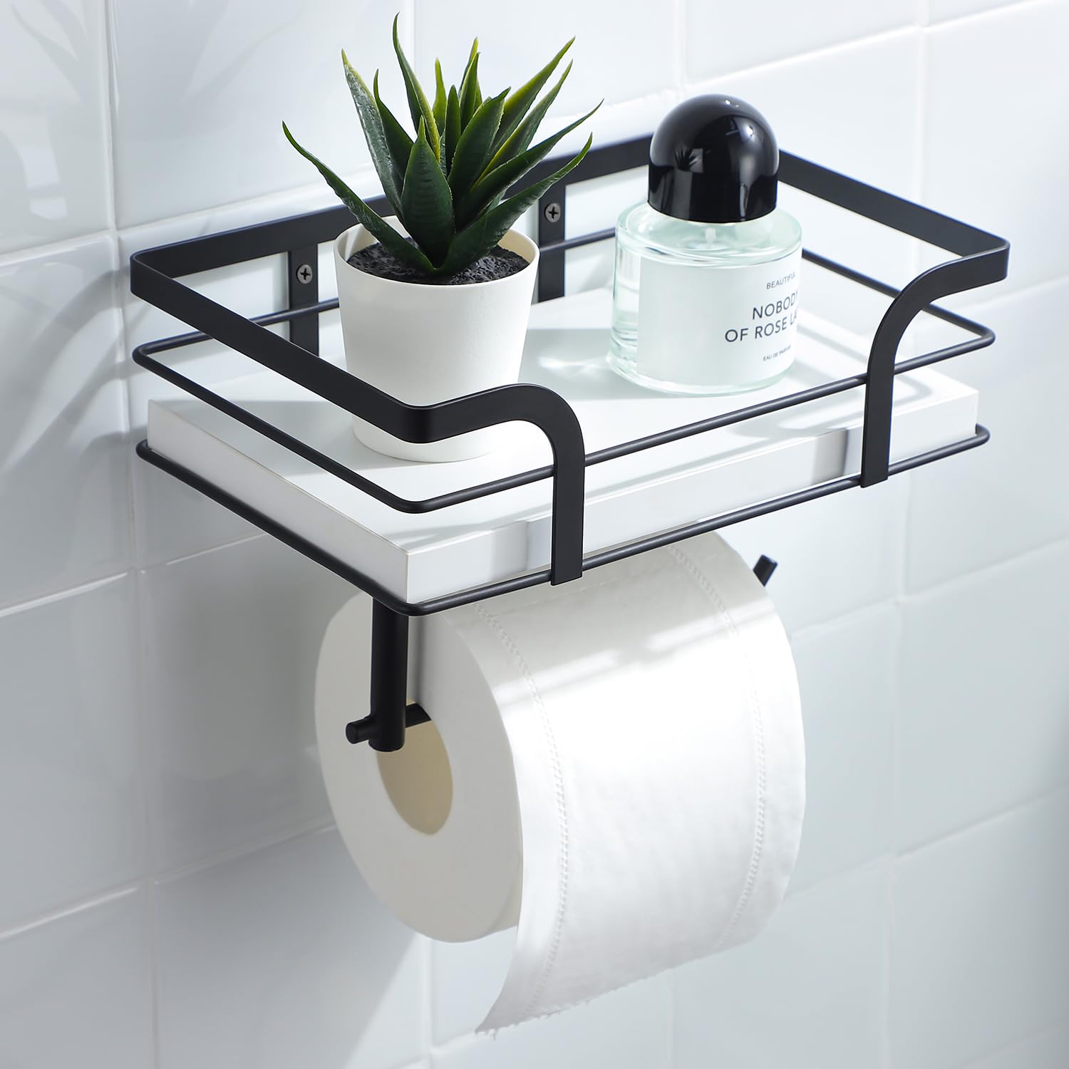 Amazon.com: Toilet Paper Holder with Shelf - Toilet Roll Holder Modern ...