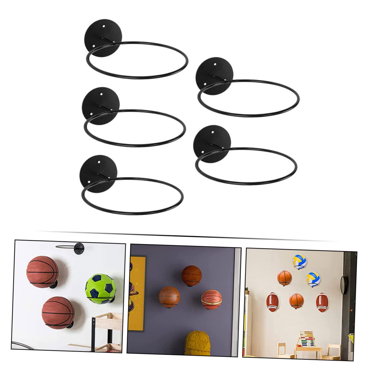 DOITOOL 5stücke Wandmontierte Ballhalterung Praktische Aufbewahrung Für Basketball Fußball Volleyball Und Mehr Robuste Eisenkonstruktion Für Zuhause Und Geschäfte