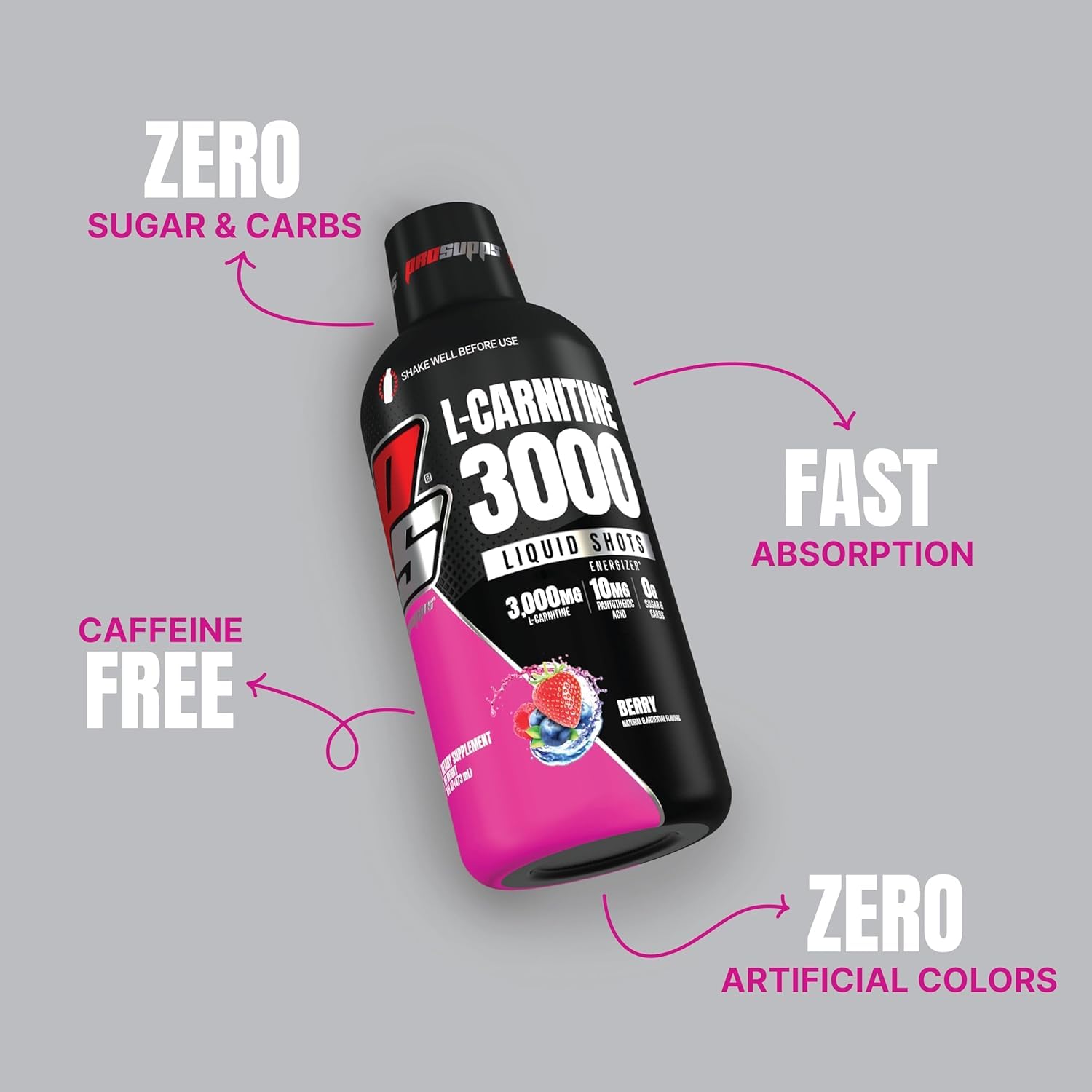 Amazon.com: PROSUPPS L-Carnitine 3000 Stimulant Free Liquid Shots (31  Servings, Berry) and Mr. Hyde Signature Series Pre-Workout Energy Powdered  Drink (30 Servings, Blue Razz) Bundle : Health & Household