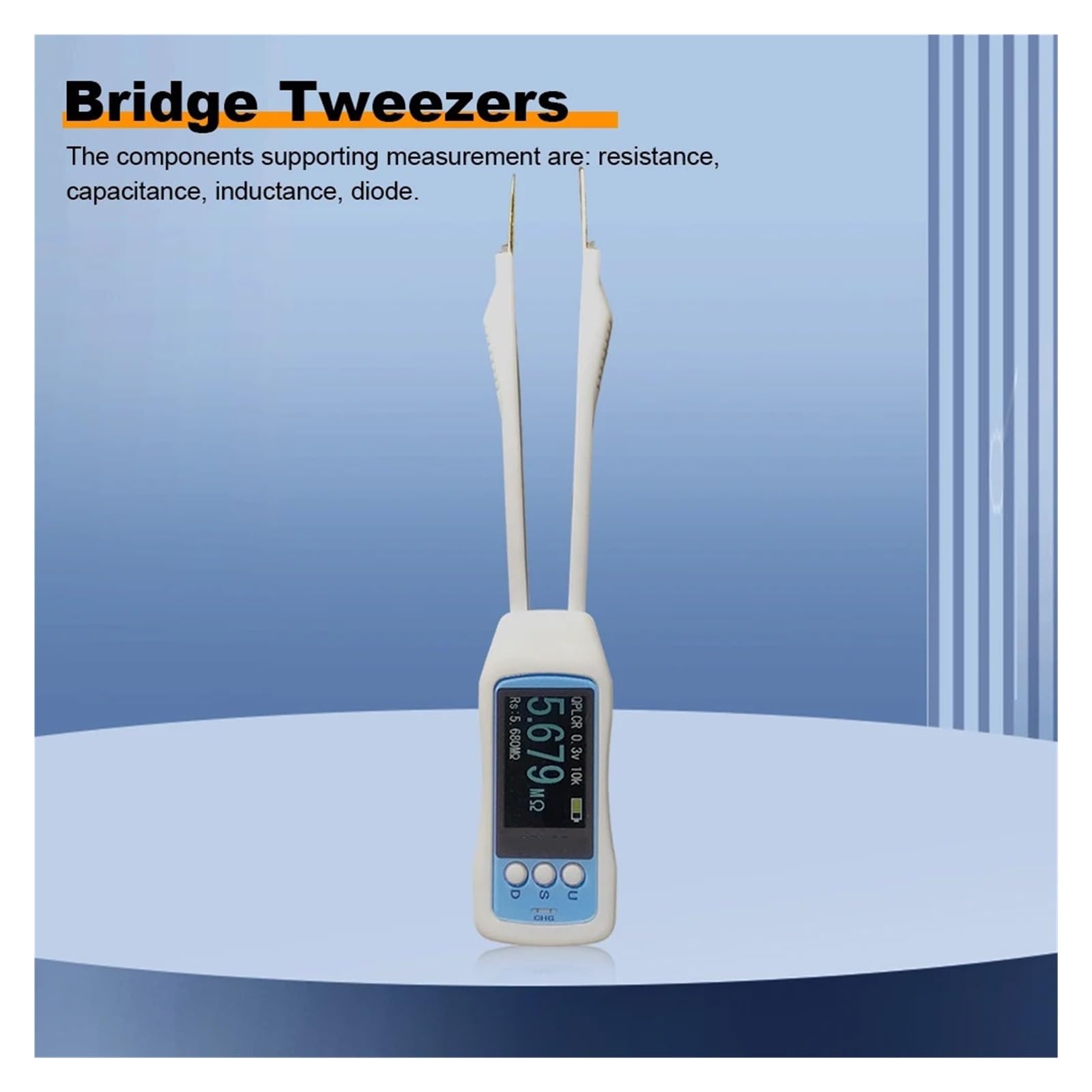 Miernik LCR Bridge z wyświetlaczem cyfrowym ręczny Pęseta Tester pojemności Indukcyjności rezystancji Częstotliwość sygnału testowego