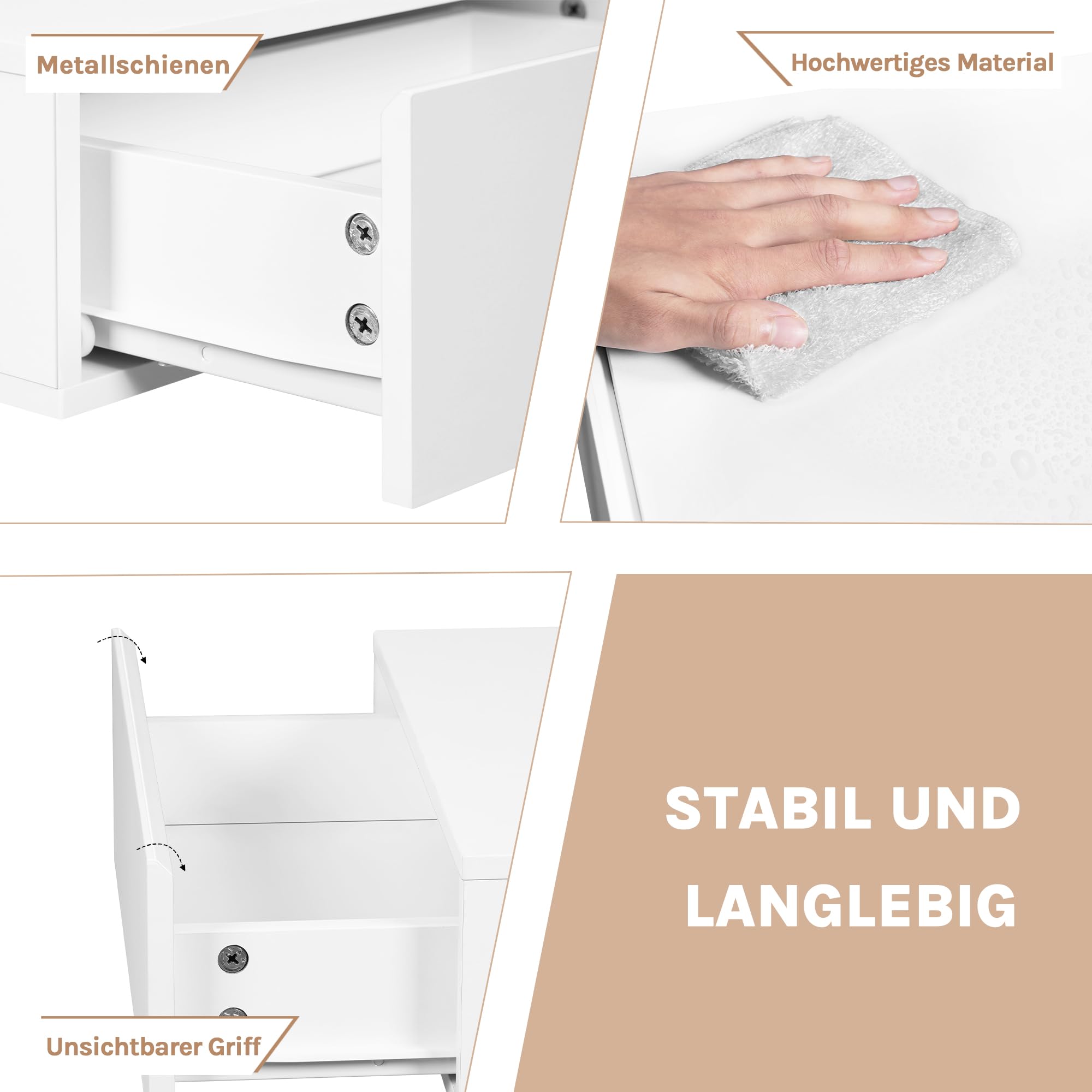 WOLTU 2er Set Nachttisch hängend,Wandregal mit Schublade, Nachtschrank Wandmontage, 40x30x14 cm,Nachtkästchen zum Einhängen,schwebende Nachtkommode, modern, weiß für Schlafzimmer Wohnzimmer, NTS24ws-2