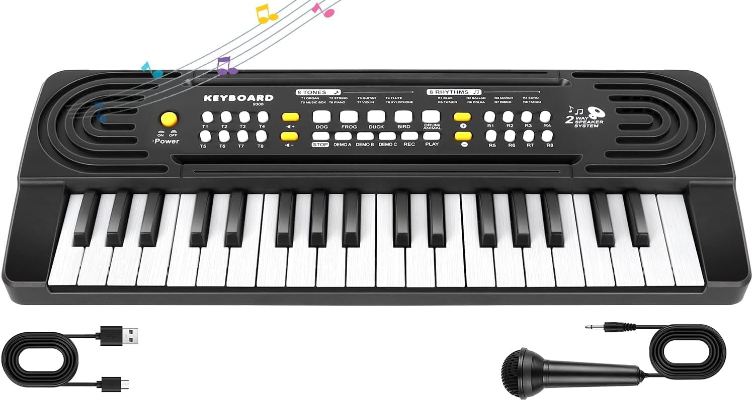 m zimoon 37 Mini-Key Keyboard Piano for Kids Music Toy with Microphone