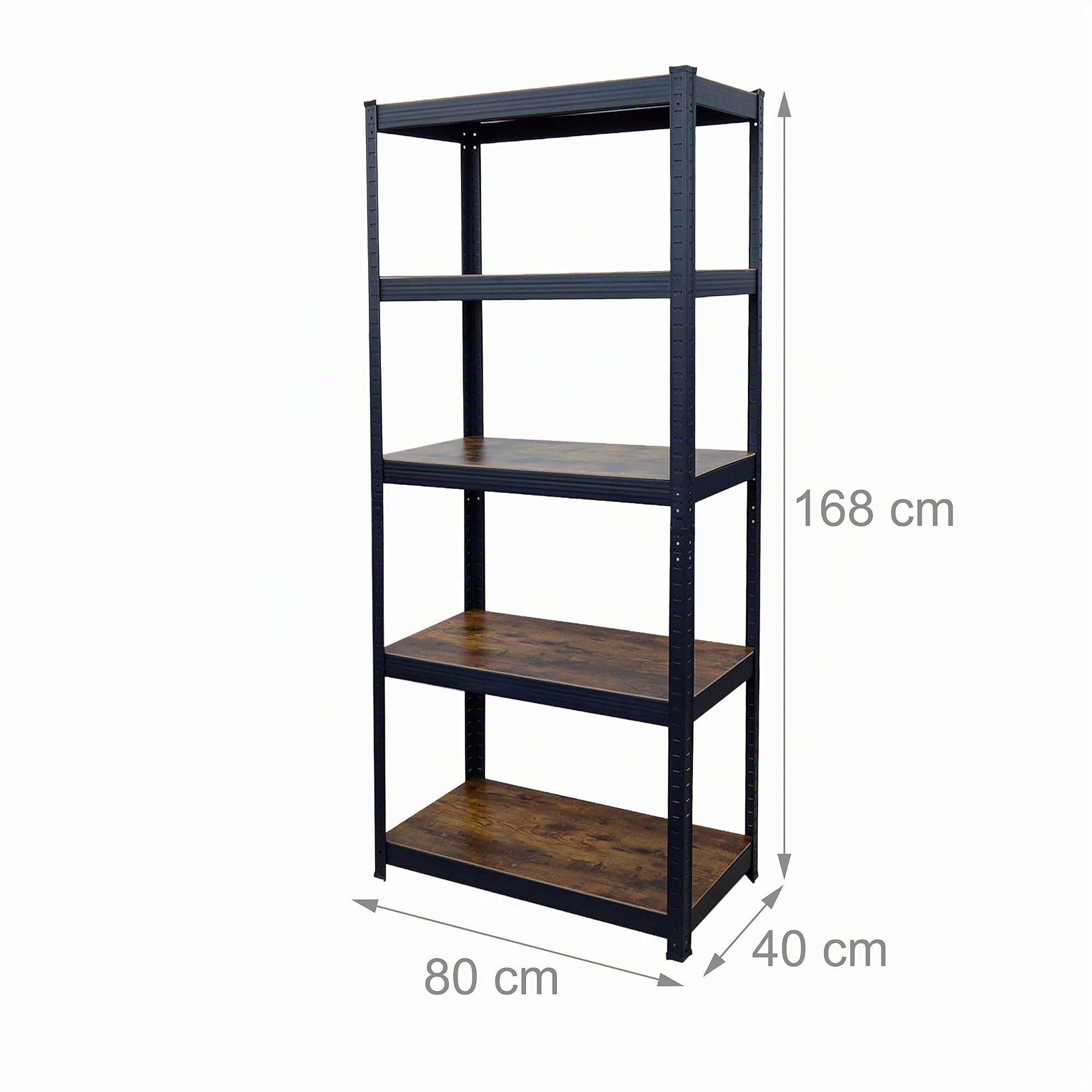 Relaxdays Scaffale Pesante, HLP 168x80x40 cm, 350 kg, 5 Ripiani, Industriale, da Garage