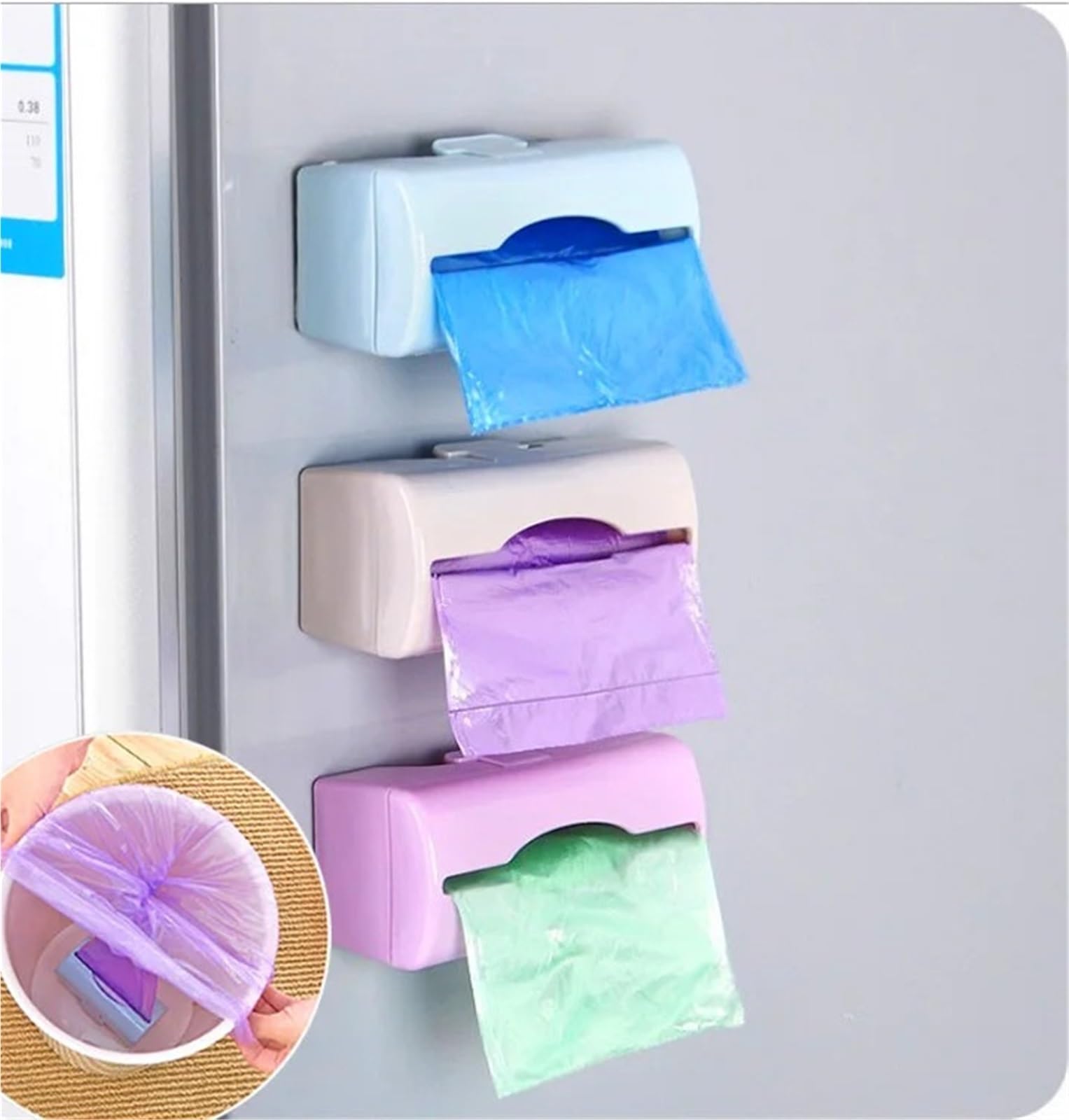 Dispensador De Bolsas De Basura Caja de almacenamiento de bolsas de basura, soporte for bolsas de basura montada en la pared, contenedor de bolsas de plástico for cocina, caja de almacenamiento de bas