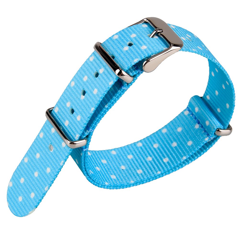 20mm Light Blue Nylon Fabric Cute Watchband Watch Woven Wristwatch Band