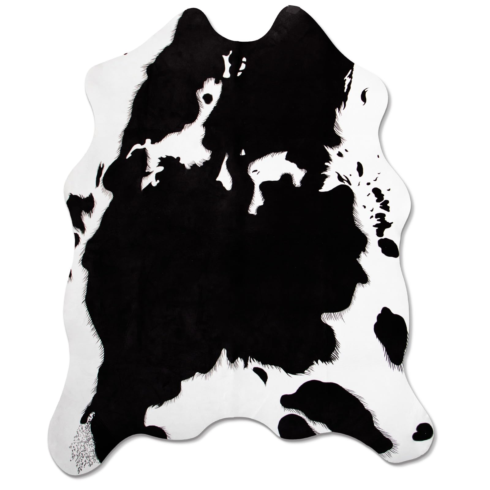 MACEVIA Faux Cowhide Rug Cute Cow Print Rugs Animal Rug Western Decoration for Living Room Bedroom Non Slip 59"x47"W (4.9ftx3.9ft) — image 1
