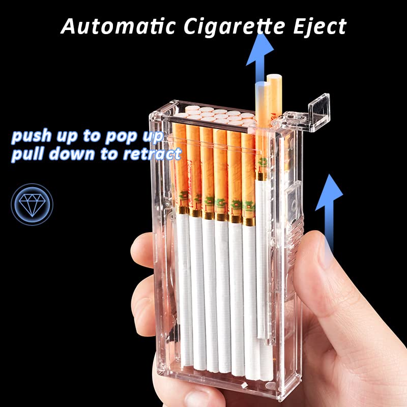 Pocket Cigarette Case/Box for 100's Cigarette Portable Transparent Cigarette Box Can Hold 20pcs Slim Cigarettes (I'm Fine, Transparent White)