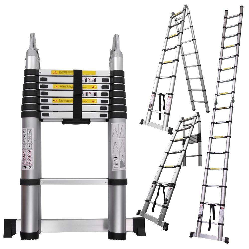Buy 16 Step Aluminum Telescopic Telescoping Collapsible Loft Ladder Extension Extendable