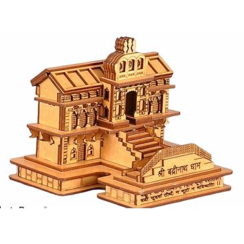 GOLD CRAFT Badrinath ji 3D Wood Tempal in Office Decoration,and Gift.