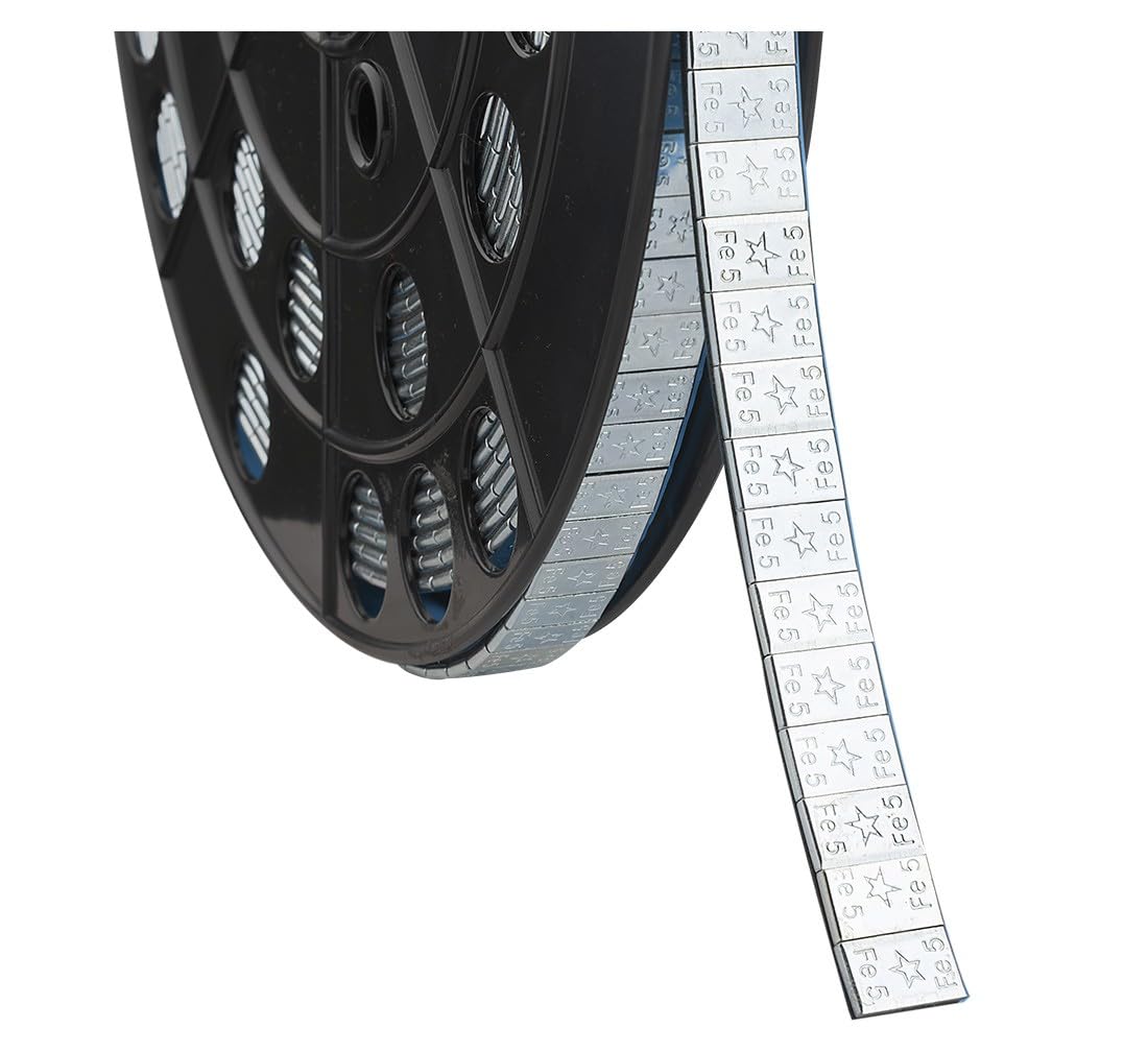SIO Rollo Contrapesas Adhesivas para Llantas Coche 6 kg – Pesos Equilibrado 5g Segmentados – Plomo/Acero para Equilibradora – Adhesivo Fuerte Anticorrosión – Taller Mecánico Profesional