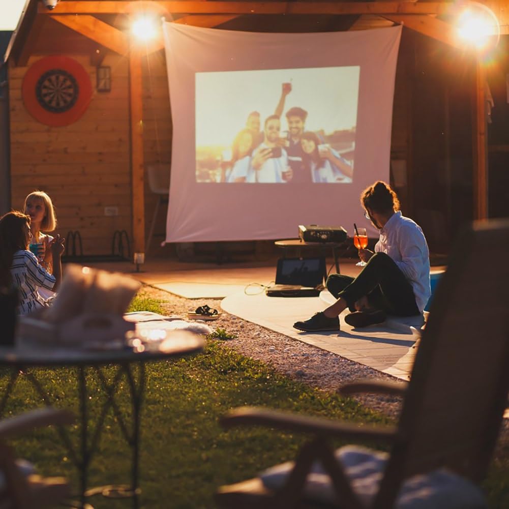 Schermo per proiettore da 180 Pollici, Telo proiettore Portatile Pieghevole Antipiega 16:9 HD per Home Theater Interno ed Esterno