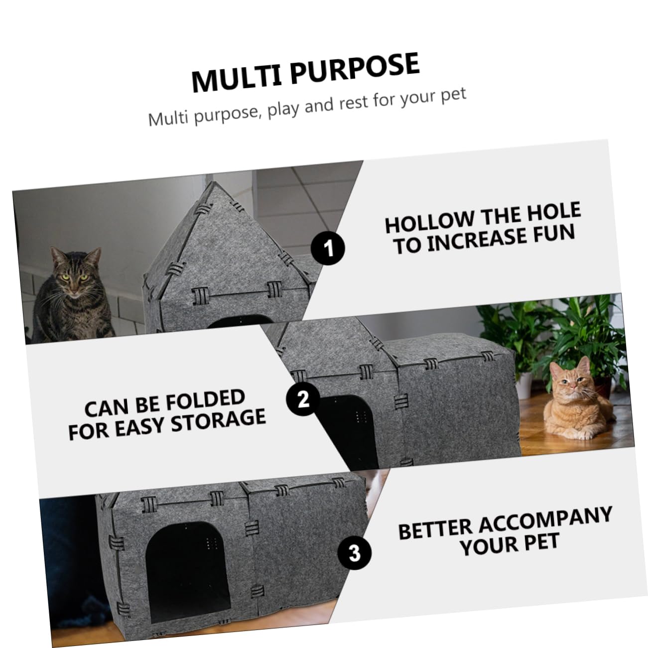 BESPORTBLE Casa para Gatos De Fieltro DIY Túnel para Mascotas Juguete Interactivo Casa Nido para Gatos DIY