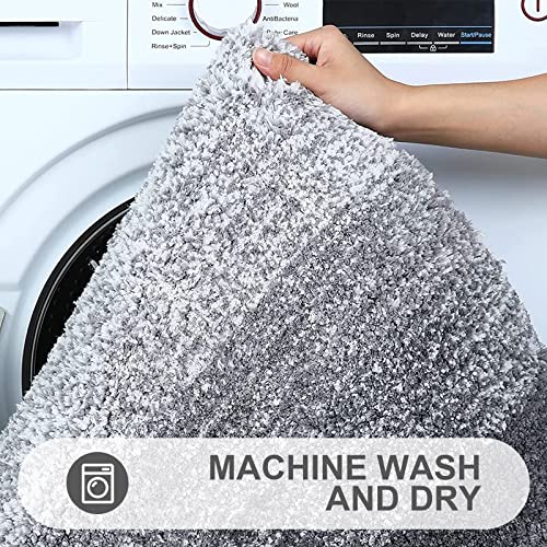 smiry Microfiber Fluffy Shaggy Bath Mat for Bathroom, 40 x 60 cm, Non-Slip Super Absorbent Machine Washable Extra Soft Thick Floor Foot Rugs, Grey - Image 6