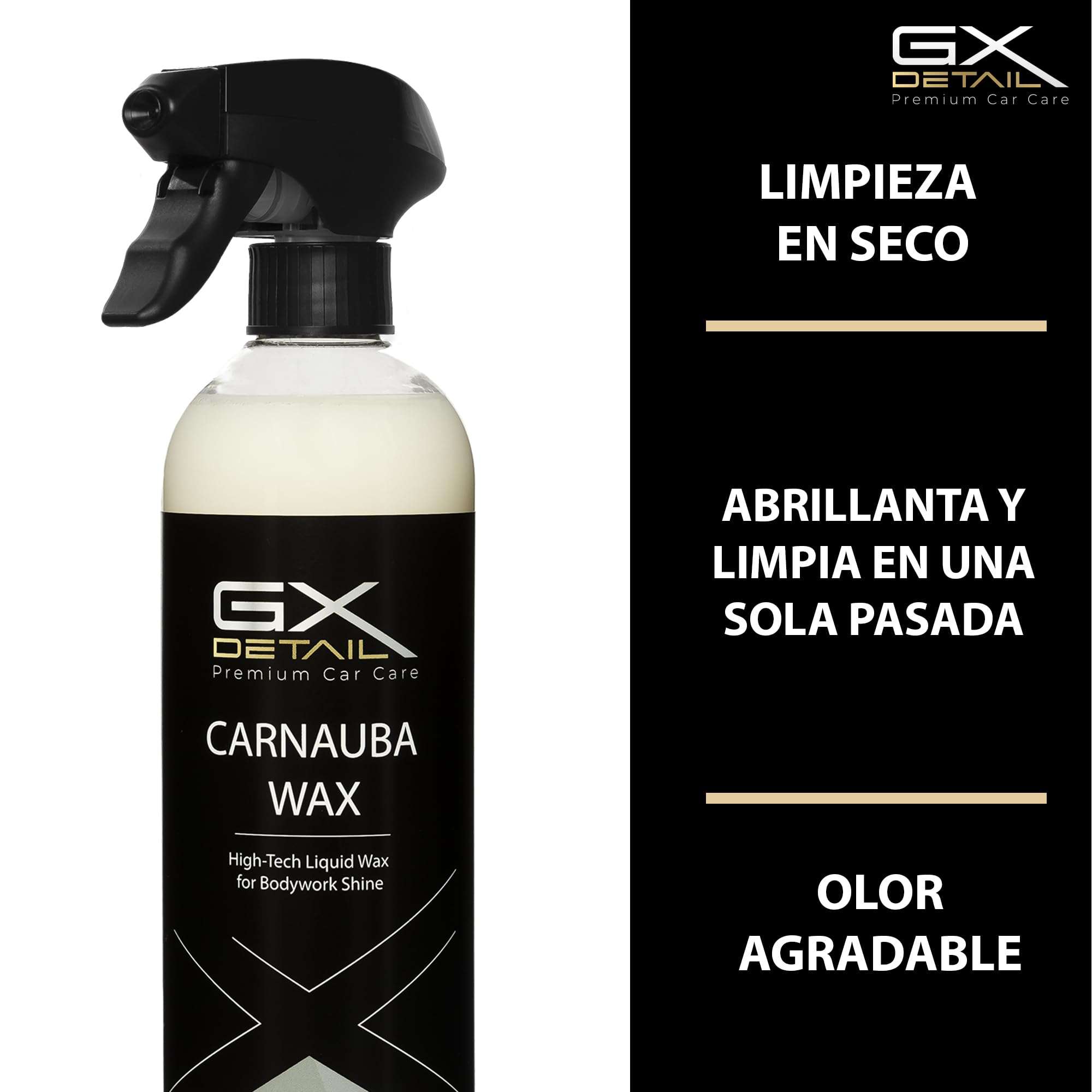 GxDetail Cera Líquida de Carnauba para Coche 5 Litros – Limpieza en Seco - Brillo Profundo y Protección Duradera – Acabado Hidrofóbico y Resistencia UV – Fácil Aplicación y Secado Rápido.