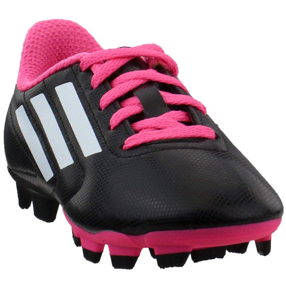 adidas Performance Conquisto Firm-Ground J Soccer Cleat ,Black/White/Solar Pink,6 M US Big Kid