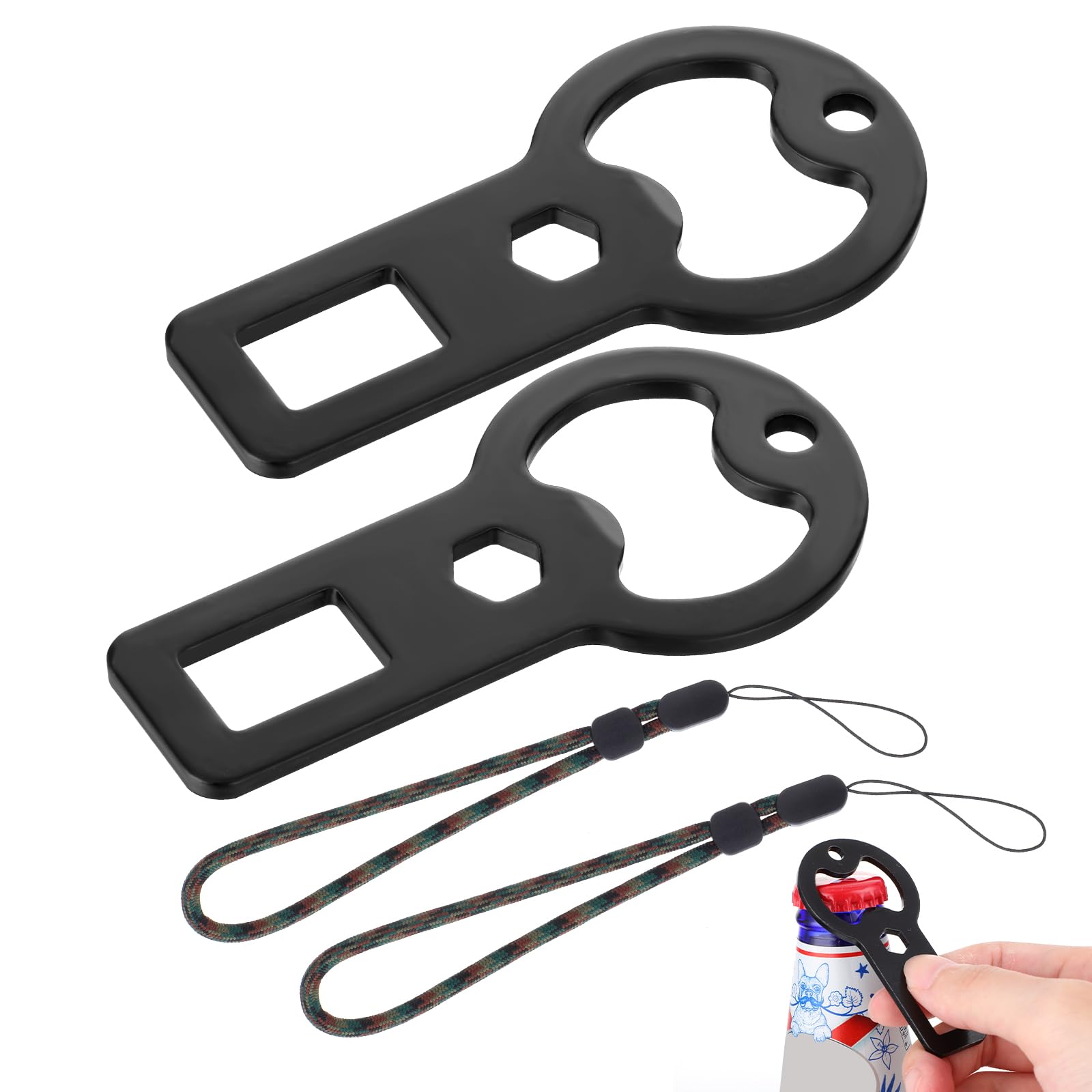 Prasacco 2 Packs Bottle Opener Clips with Lanyard, Portable Bottle Opener Clip Flat Bottle Opener, Metal Bottle Cap Opener, Beer Opener for Bartender Home, Restaurants, Bars