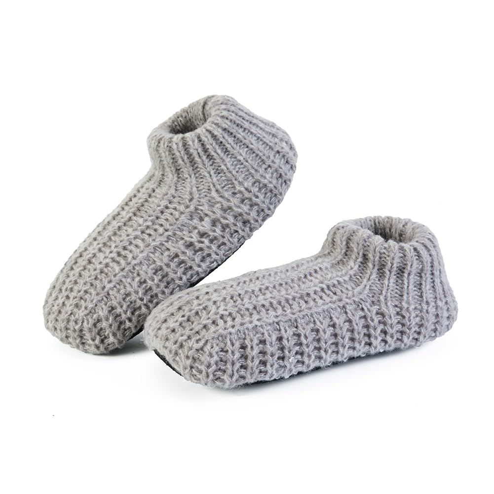 LEMZONE Men's Cozy Slipper Socks with Grippers Winter Soft Sole Sock Shoes