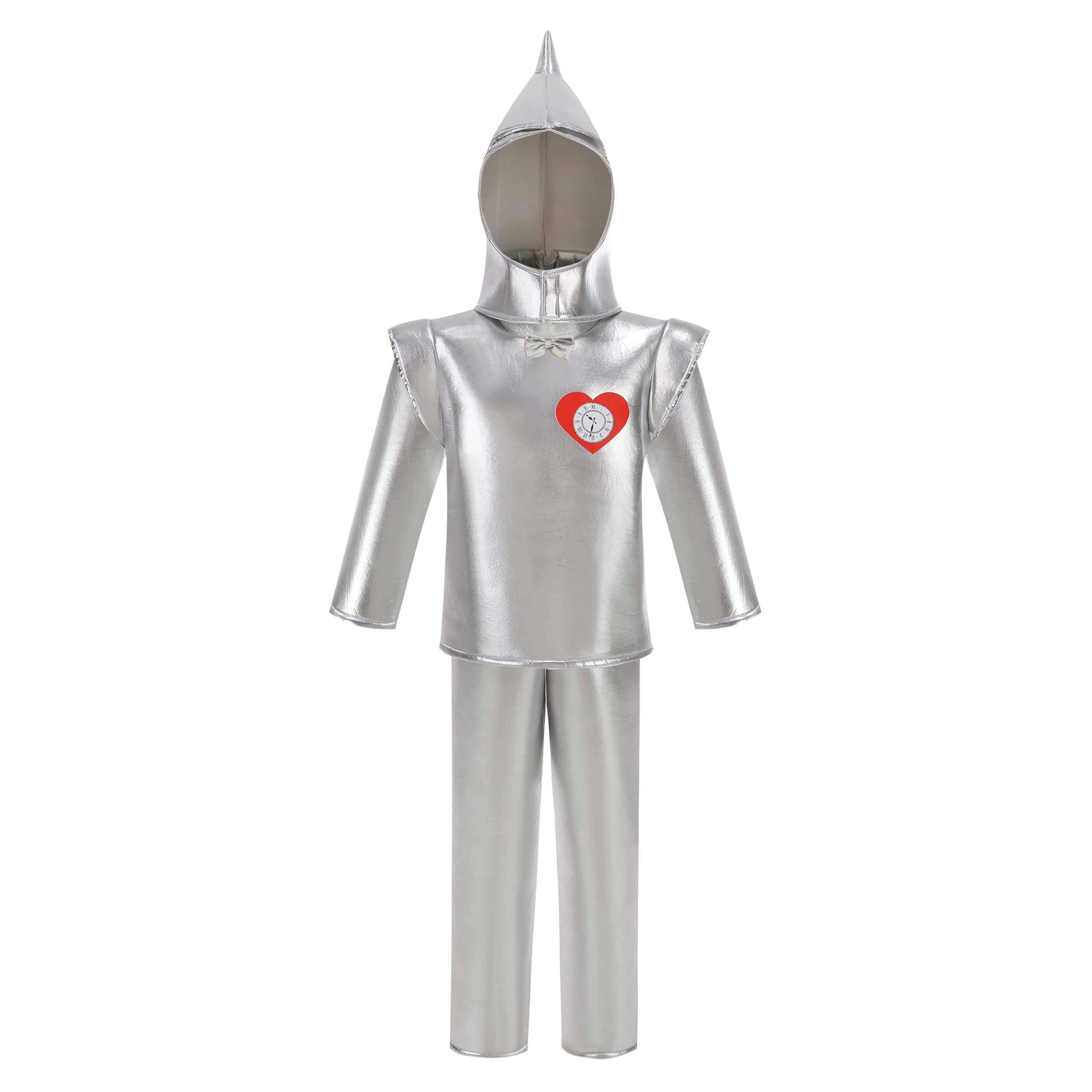 DELIVESS Tin Man Costume for Kids Pants Hat and Top with Heart Emblem for Child's Halloween Cosplay (Silver, S)